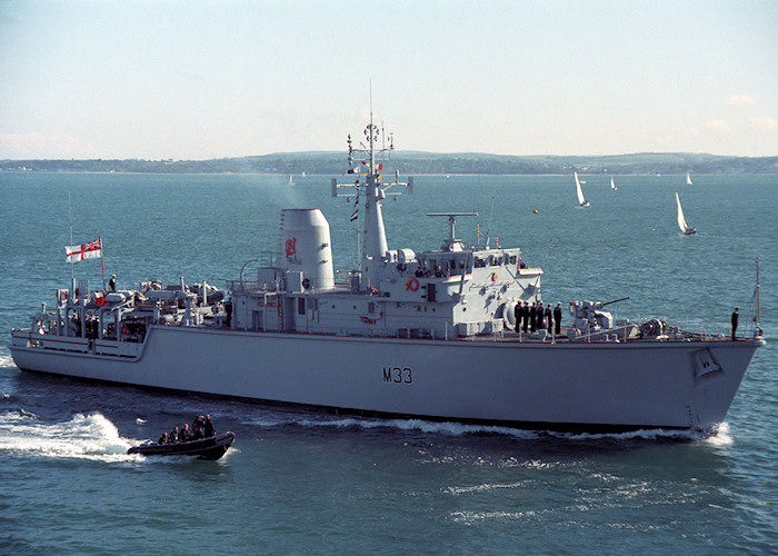 Photograph of the vessel HMS Brocklesby pictured entering Portsmouth Harbour on 26th May 1988