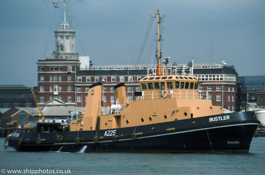 RMAS Bustler pictured in Portsmouth Harbour on 8th August 1987