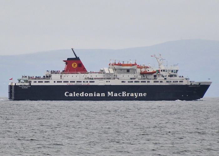 Photograph of the vessel  Caledonian Isles pictured departing Ardrossan for Brodick on 6th April 2012