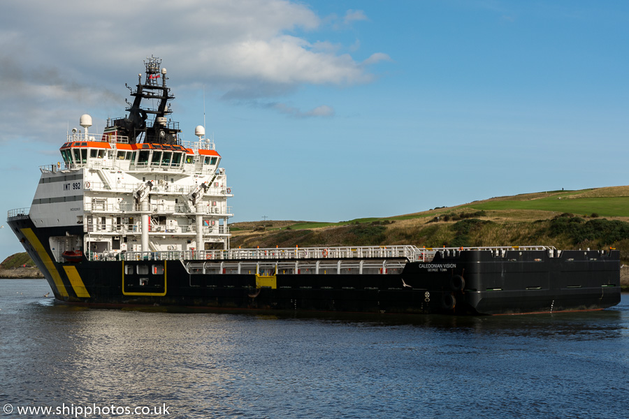 Photograph of the vessel  Caledonian Vision pictured departing Aberdeen on 19th September 2015