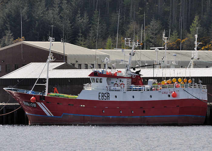 Photograph of the vessel fv Cali Uno pictured at Lochinver on 13th April 2012