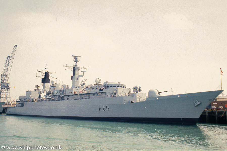 Photograph of the vessel HMS Campbeltown pictured in Portsmouth Naval Base on 11th June 1989