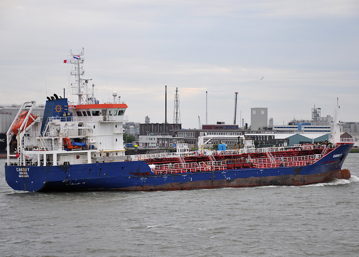Photograph of the vessel  Cansu Y pictured passing Vlaardingen on 23rd June 2012