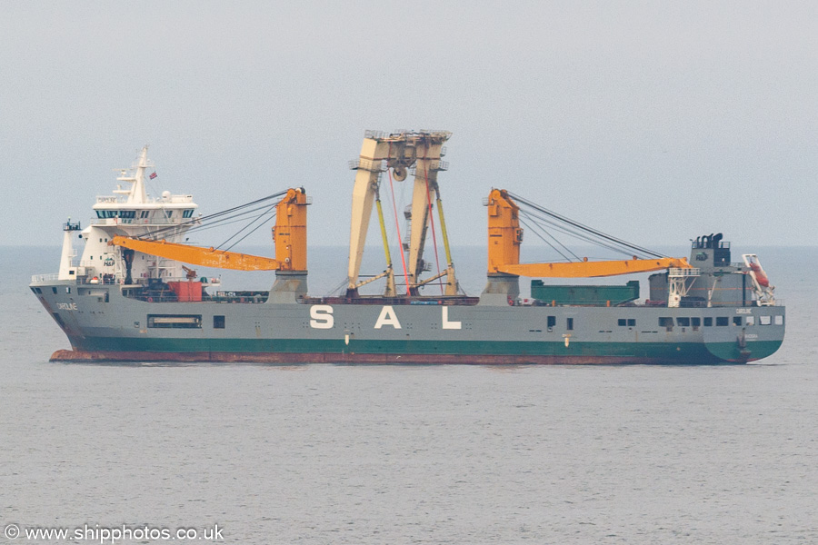 Photograph of the vessel  Caroline pictured at anchor off Tynemouth on 25th May 2024