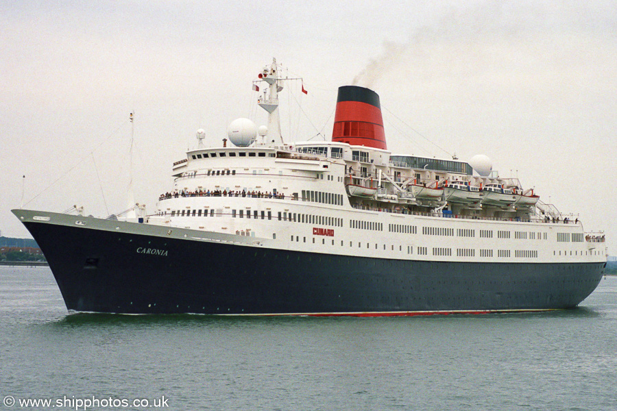  Caronia pictured departing Southampton on 5th July 2003