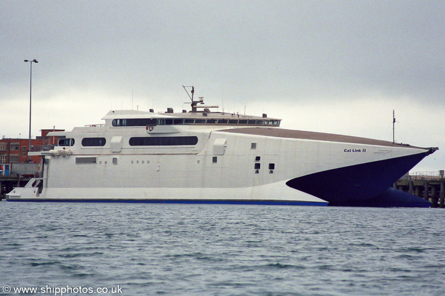 Photograph of the vessel  Cat-Link II pictured laid up at Portland on 7th July 2002