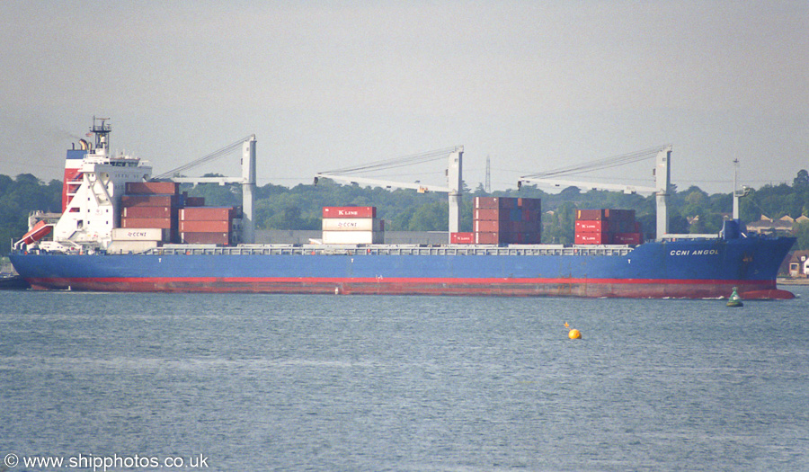 Photograph of the vessel  CCNI Angol pictured arriving at Southampton on 5th June 2002