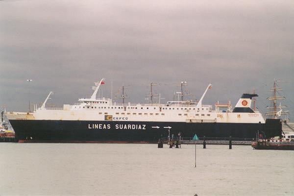 Photograph of the vessel  Cervantes pictured in Southampton on 16th April 2000