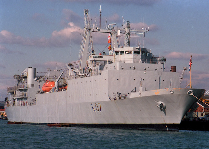 Photograph of the vessel HMS Challenger pictured in Portsmouth Naval Base on 26th September 1987