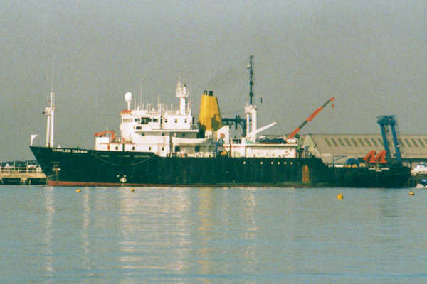 Photograph of the vessel RRS Charles Darwin pictured departing Southampton on 21st September 1999