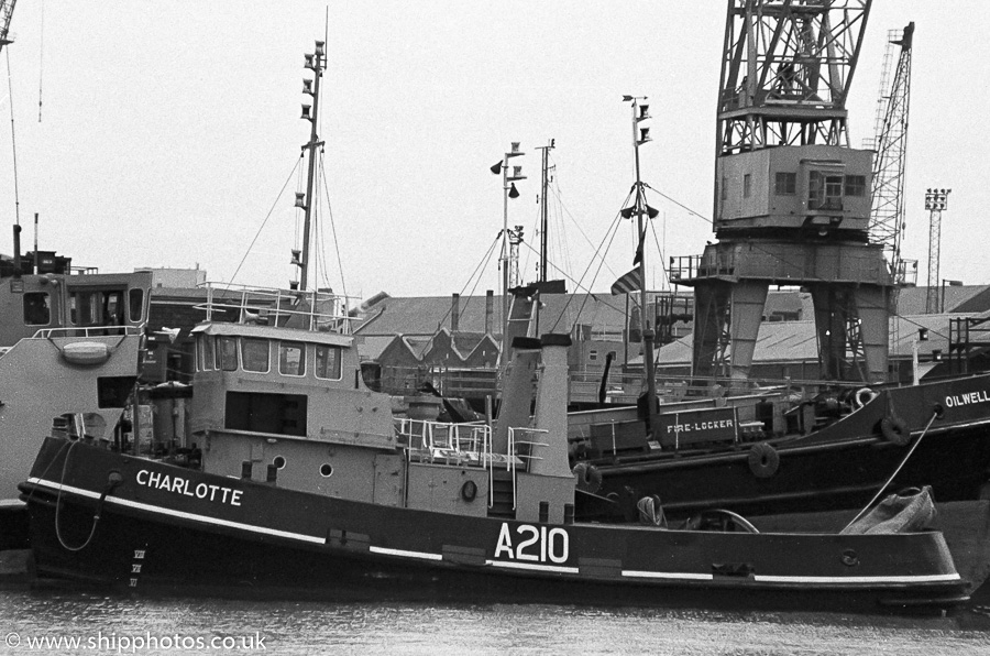 Photograph of the vessel RMAS Charlotte pictured in Portsmouth Naval Base on 30th April 1989