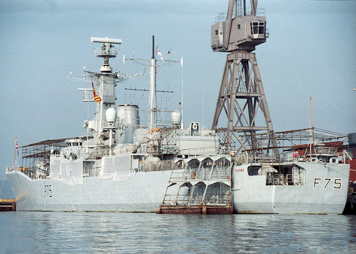 Photograph of the vessel HMS Charybdis pictured in Portsmouth Naval Base on 20th February 1988