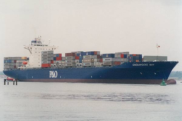 Photograph of the vessel  Chesapeake Bay pictured arriving in Southampton on 11th July 1995
