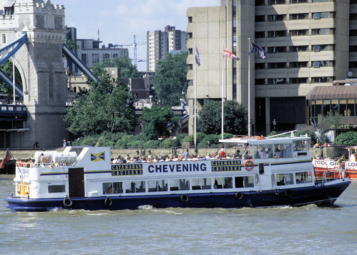 Photograph of the vessel  Chevening pictured in the Pool of London on 19th July 1997
