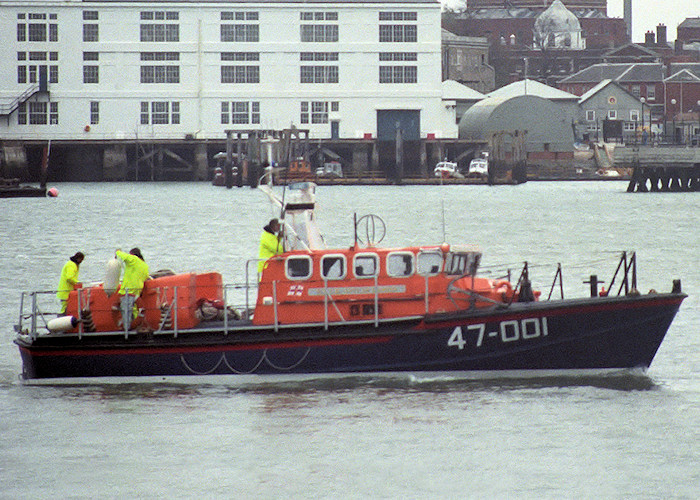RNLB City of London pictured in Portsmouth Harbour on 9th October 1988