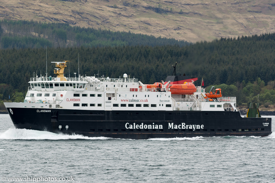 Photograph of the vessel  Clansman pictured in the Sound of Mull on 15th May 2016