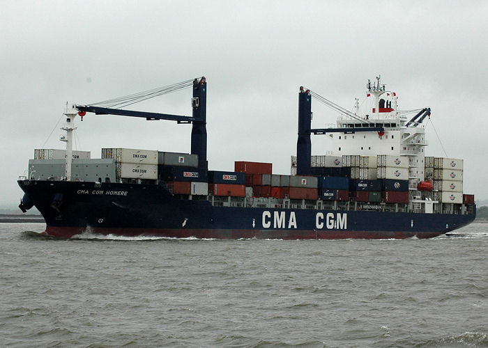 Photograph of the vessel  CMA CGM Homere pictured on the River Thames on 17th May 2008