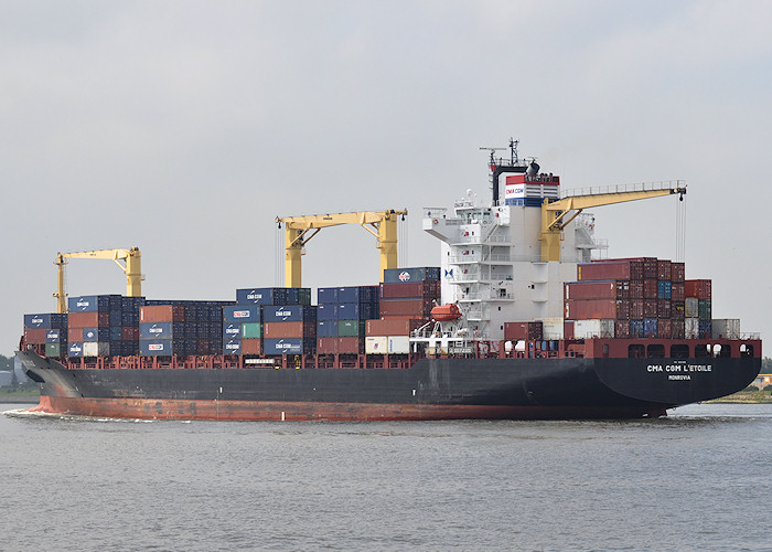 Photograph of the vessel  CMA CGM L'Etoile pictured passing Vlaardingen on 26th June 2011