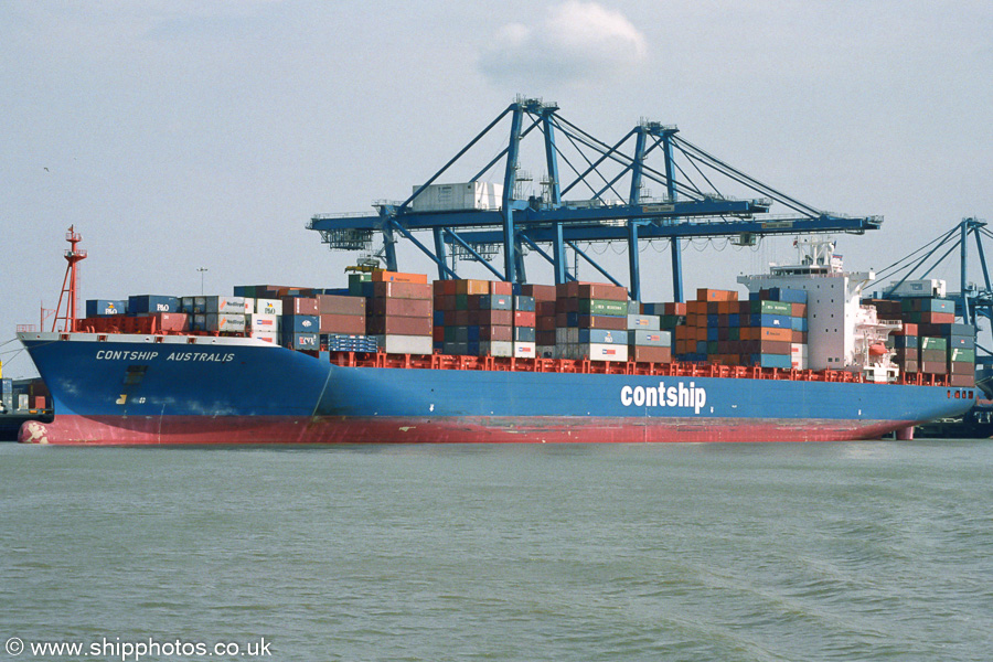 Photograph of the vessel  Contship Australis pictured at Northfleet Hope Terminal, Tilbury on 16th August 2003