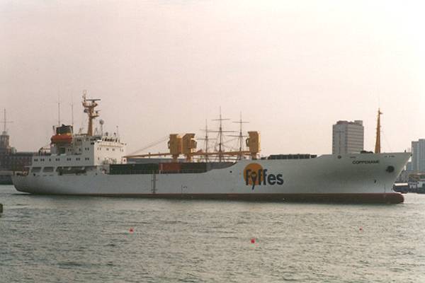 Photograph of the vessel  Coppename pictured departing Portsmouth on 22nd May 1995