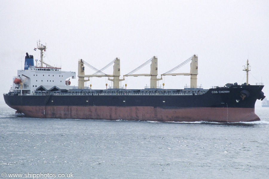Photograph of the vessel  Cos Cherry pictured on the Westerschelde passing Vlissingen on 19th June 2002