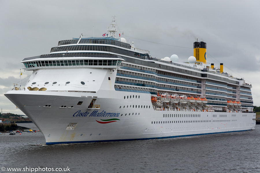  Costa Mediterranea pictured passing North Shields on 4th September 2019