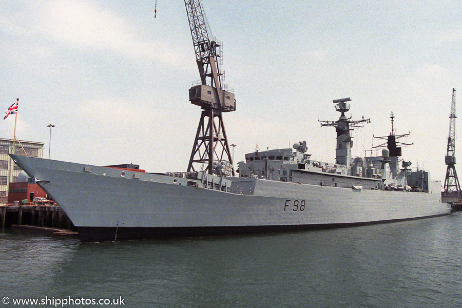 Photograph of the vessel HMS Coventry pictured in Portsmouth Naval Base on 11th June 1989