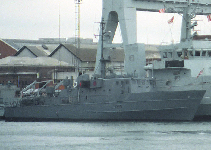 Photograph of the vessel HMS Cygnet pictured in Portsmouth Naval Base on 10th July 1988