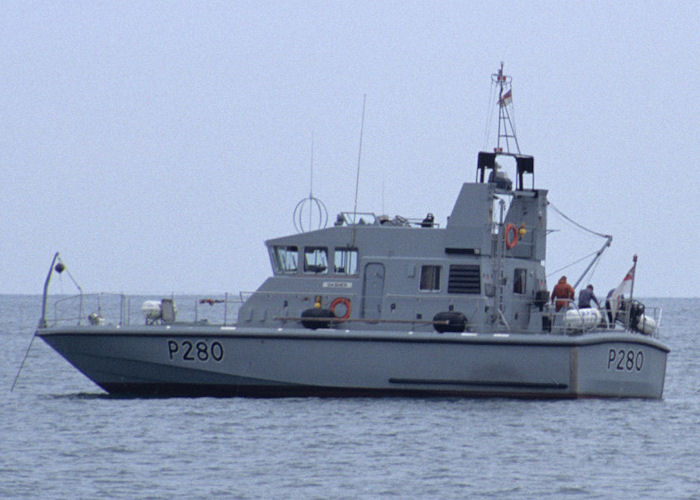 HMS Dasher pictured at anchor off Sandown on 3rd June 1989