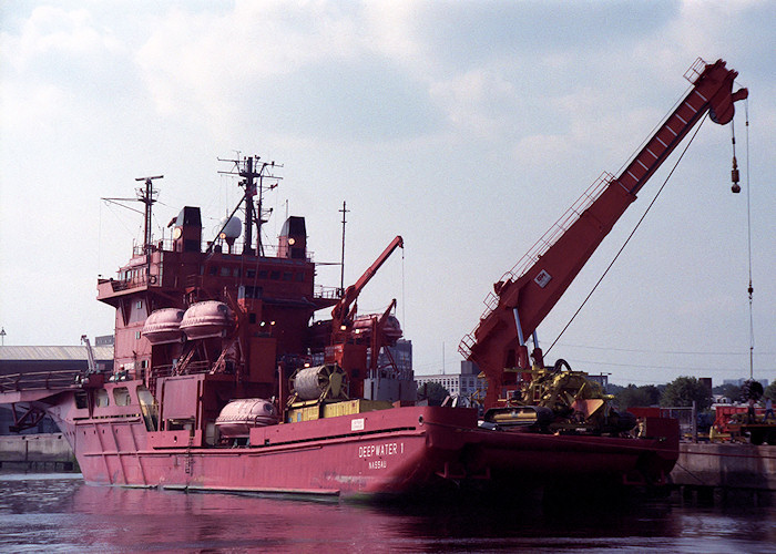 Photograph of the vessel  Deepwater 1 pictured at Southampton on 25th June 1988