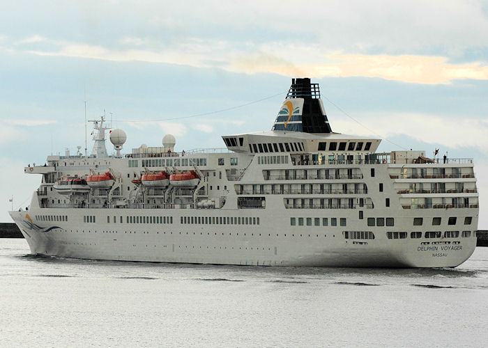 Photograph of the vessel  Delphin Voyager pictured departing the River Tyne on 6th August 2010