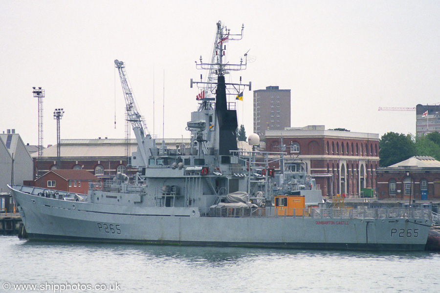 HMS Dumbarton Castle pictured in Portsmouth Naval Base on 5th July 2003