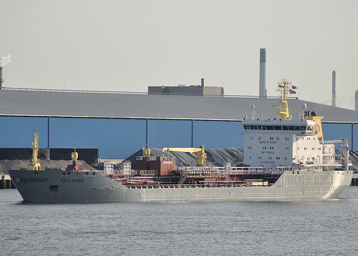 Photograph of the vessel  Ekfjord pictured passing Vlaardingen on 27th June 2011
