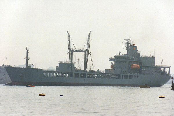 Photograph of the vessel HMNZS Endeavour pictured arriving in Portsmouth on 2nd July 1993