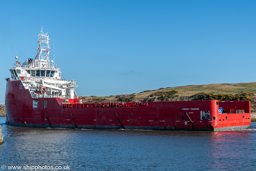 Photograph of the vessel  Energy Paradise pictured departing Aberdeen on 18th March 2025