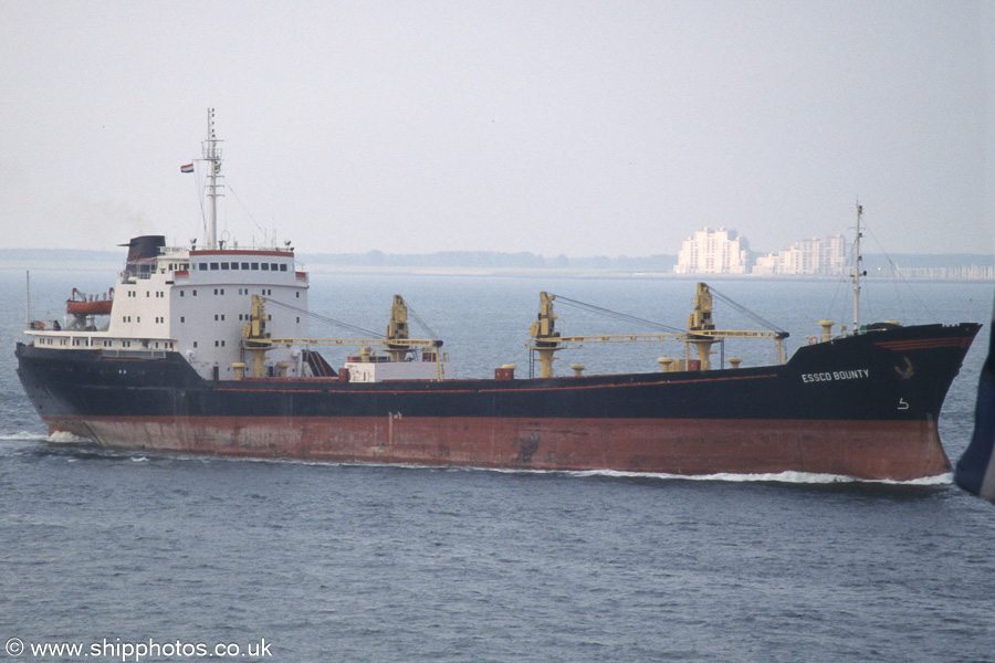 Photograph of the vessel  Essco Bounty pictured on the Westerschelde passing Vlissingen on 19th June 2002