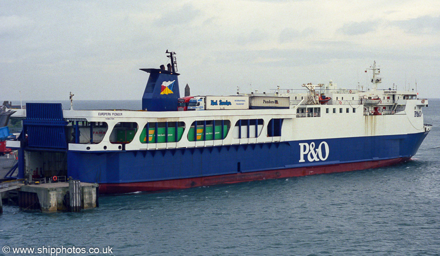 Photograph of the vessel  European Pioneer pictured at Larne on 17th August 2002