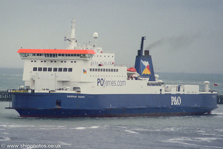 Photograph of the vessel  European Seaway pictured arriving at Calais on 13th May 2003