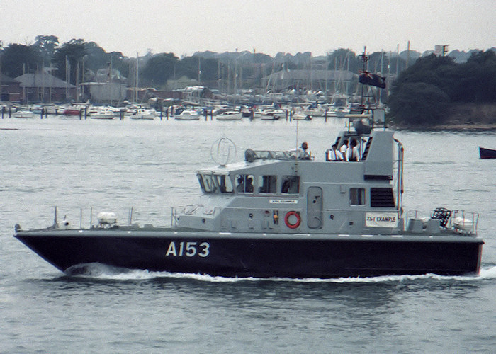 Photograph of the vessel XSV Example pictured in Portsmouth Harbour on 29th August 1987
