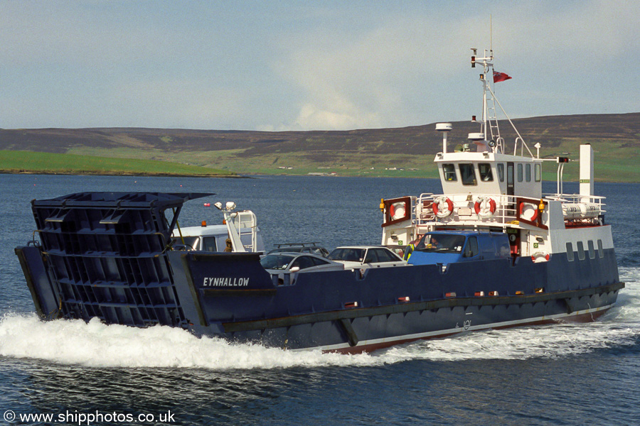 Photograph of the vessel  Eynhallow pictured approaching Tingwall on 9th May 2003