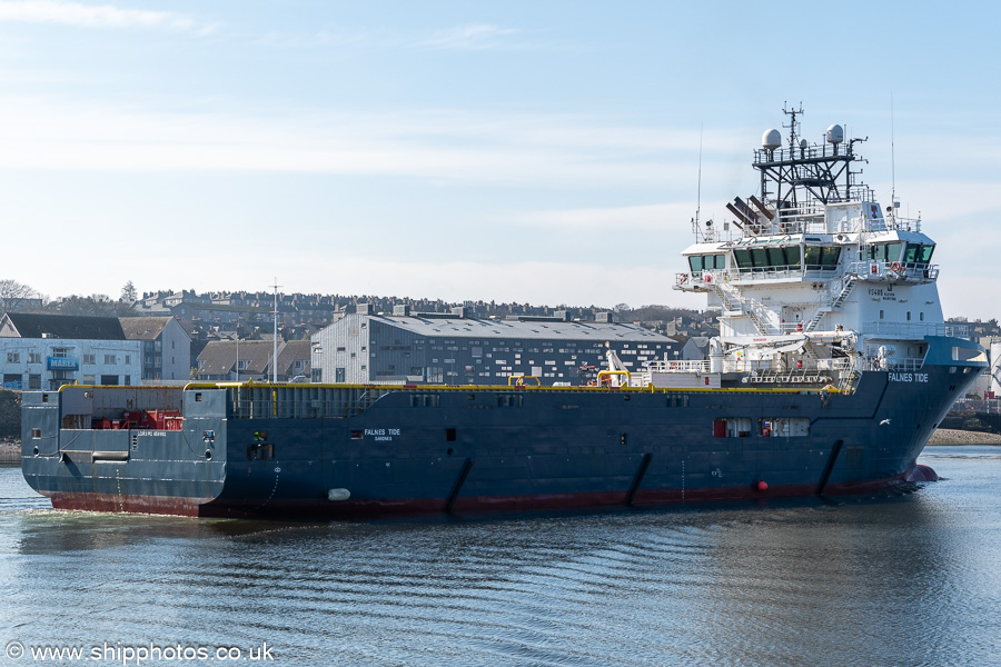 Photograph of the vessel  Falnes Tide pictured arriving at Aberdeen on 19th March 2025