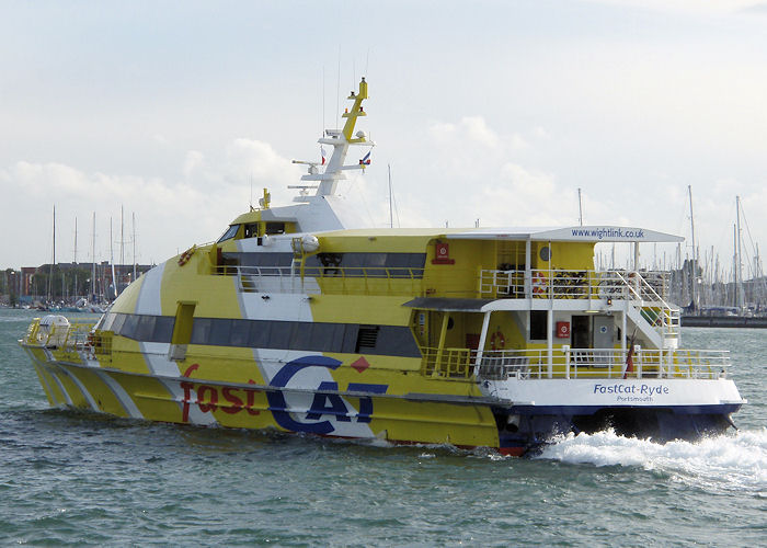 Photograph of the vessel  Fastcat Ryde pictured departing Portsmouth Harbour on 26th June 2008