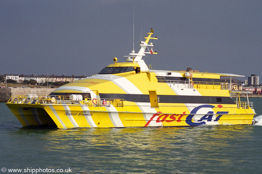 Photograph of the vessel  Fastcat Shanklin pictured arriving in Portsmouth Harbour on 22nd September 2001