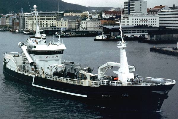 Photograph of the vessel fv Fisk pictured departing Bergen on 26th October 1998