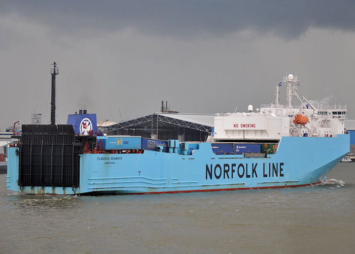 Photograph of the vessel  Flandria Seaways pictured departing Vlaardingen on 22nd June 2012