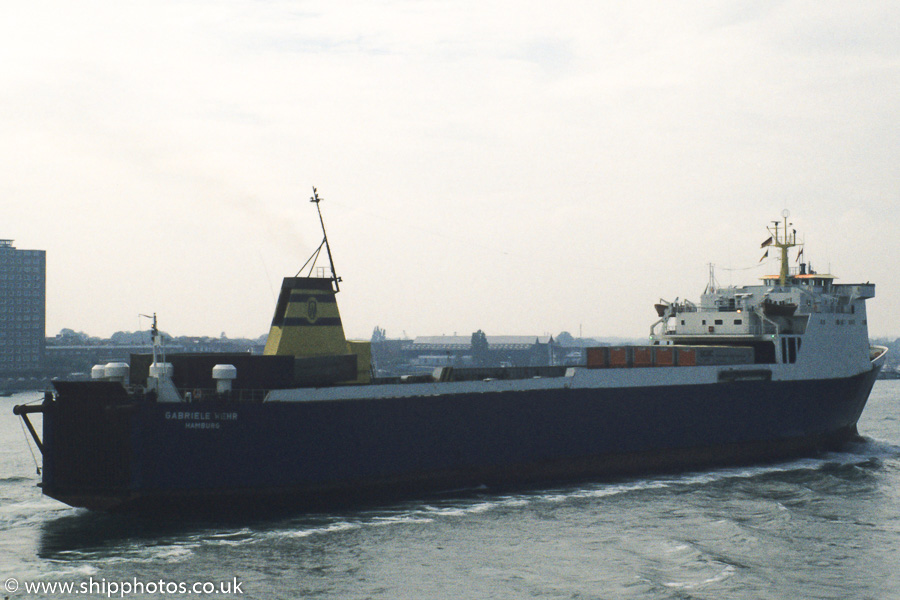 Photograph of the vessel  Gabriele Wehr pictured entering Portsmouth Harbour on 11th June 1989
