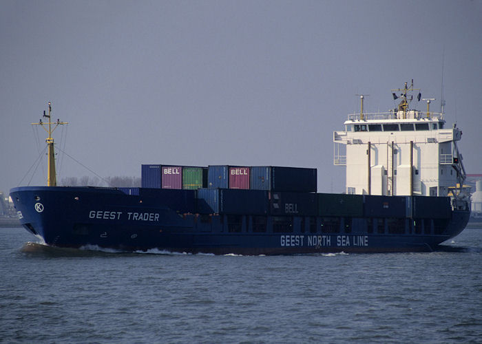 Photograph of the vessel  Geest Trader pictured on the Nieuwe Maas at Rotterdam on 14th April 1996