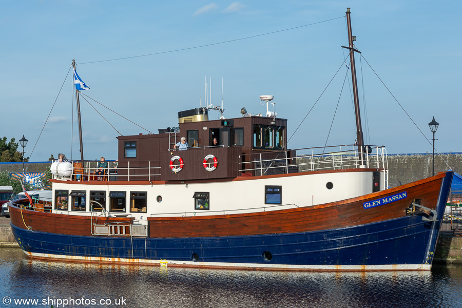 Photograph of the vessel  Glen Massan pictured on the Caledonian Canal, Inverness on 18th May 2024