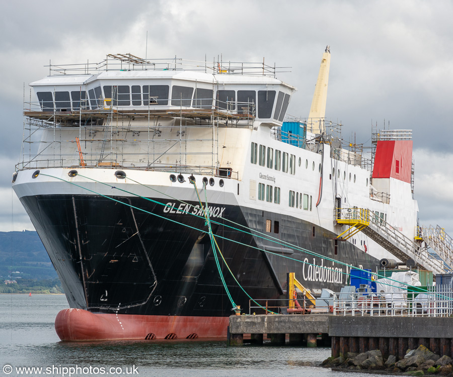 Photograph of the vessel  Glen Sannox pictured fitting out at Port Glasgow on 26th September 2021