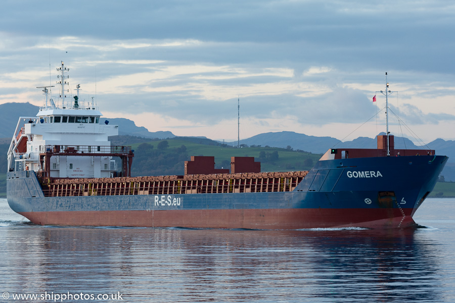 Photograph of the vessel  Gomera pictured passing Greenock on 9th October 2016